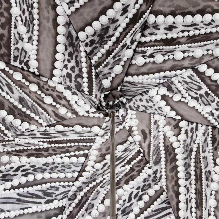 ομπρέλα | PASOTTI 189n 5a003-34 g2 - ομπρέλα με γκρι μαργαριτάρια και λεοπάρ αποτύπωμα 2N6B8404 για άνδρες και γυναίκες